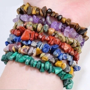 Charme Reiki Guérison Bracelets Pierre Cristal Puce Perlé Bracelet Cadeau - Picture 1 of 32