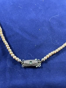 Vintage Perlenkette Collier 835 Silber Edelstein 72 cm lang - Bild 1 von 5