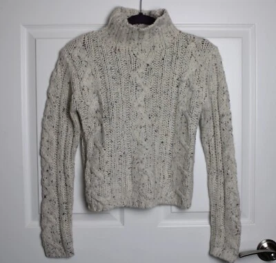 NUEVO CON ETIQUETAS Punto de Referencia Marfil Confeti Cuello Simulado Tejido por Cable Mezcla de Lana Suéter Med Foto 1 de 4