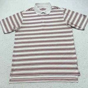 Adidas Mens Medium White & Red Striped Short Sleeve Golf Polo Athletic Shirt - Picture 1 of 14
