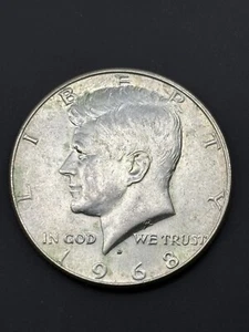 1968 D Kennedy Half Dollar 40% SILVER ERROR COIN: MAJOR DOUBLE DIE OBVERSE/DDR - Picture 1 of 17