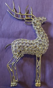Silver Faux Crystal Bling Reindeer Figurine Tabletop Centerpiece Décor 14" Rare - Picture 1 of 17