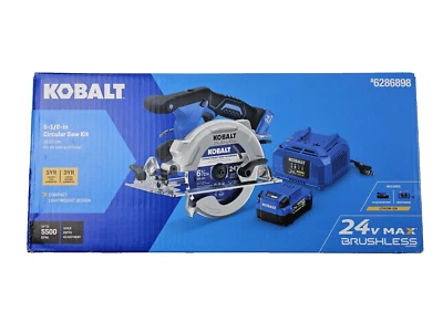 Kit de sierra circular Kobalt 24V MAX sin escobillas de 6-1/2" con batería y cargador de 4,0 Ah Foto 1 de 2