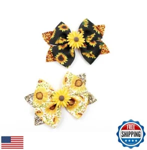 Glitter Sunflower Hair Bow Clips Daisy Hairpin Hair Barrettes Hair Accessorie - Picture 1 of 5