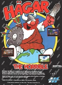 HAGAR The Horrible Pubblicità advertising rare Italian poster 1992 Amiga 30x22 - Imagen 1 de 1