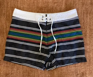 BODY GLOVE All Things Water Men’s Sexy Shorts Black Pride Stripes MEDIUM? 2” Ins - Picture 1 of 9