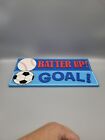 2 Wood Plaque Signs Soccer Batter Up Boys Kids Room Decor 3 3/8" x 14"