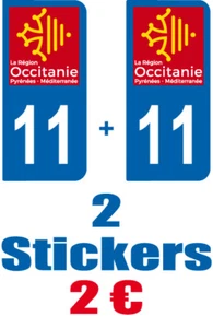 2-STICKERS-PLAQUE-AUTO-IMMATRICULATION-DEPARTEMENT-LOGO 11 - Picture 1 of 1