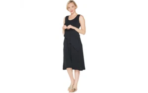 Vestido sin mangas Cuddl Duds Softwear con superposición elástica negro M A301225 QVC - Imagen 1 de 4