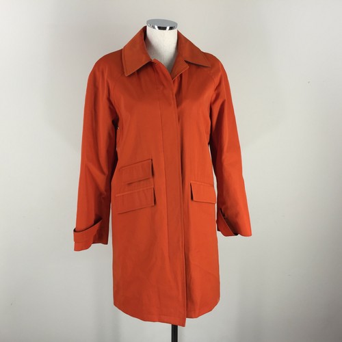 Michael Kors XS arancione trench cappotto giacca antipioggia fodera lana rimovibile resistente all'acqua