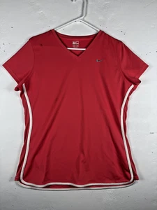 Talla L (12-14) - Nike Mujeres Niñas Rendimiento Dri-Fit Cuello en V Camisa de Entrenamiento Roja - Imagen 1 de 9