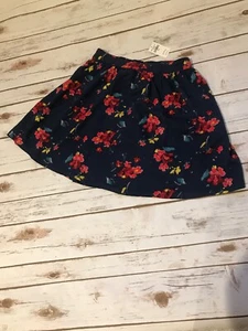 New Hollister Juniors Navy Floral Print Mini Skirt Elastic Waist Small - Picture 1 of 3