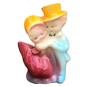 Vintage 1950s Shawnee Dancing Couple Planter Pink Blue Yellow MCM - Picture 1 of 6