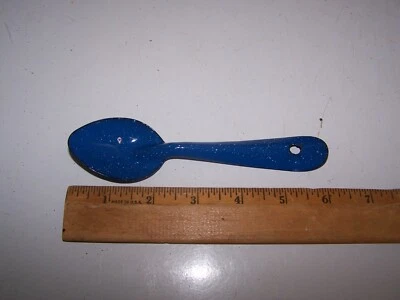 Vintage Blue & White Speckled Enamelware Spoon - Image 1 of 2