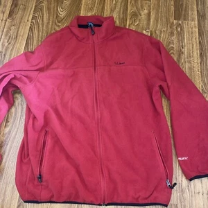 Vintage LL Bean Full Zip Fleece Jacket Solid Red Mens Size XL Polartec - Picture 1 of 6