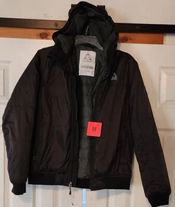NWT Gerry Men’s Black Hooded Bomber Jacket Zip Poly Insulation Nylon Shell M - Picture 1 of 8