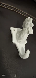 White Porcelain Barnyard Farm Animal Hook WBI Vintage Farmhouse Chicken - Picture 1 of 6