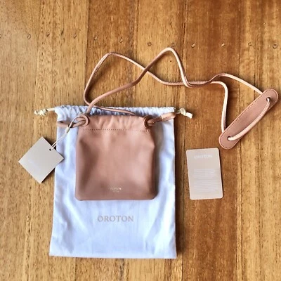 Oroton Lilia Mini Bag Drawstring Crossbody Leather Pouch, NWT - RRP $149 - Image 1 of 4