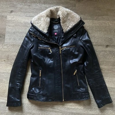 Vince Camuto 女式摩托皮革夹克 - S 码 — 第 1/4 张图片