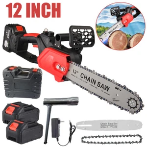 12" Cordless Chainsaw 21V Brushless Electric Handheld Chain Saw +Battery&Charger - Picture 1 of 12