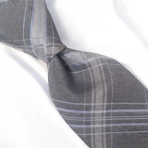 CALVIN KLEIN Plaid Pattern Necktie, 38% Silk and 62% Viscose, Color Gray - NWT - Picture 1 of 12