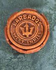 Barbados West Indies Wooden Tiki? Coasters and Ashtray/Holder 3-1/2"D Nice!