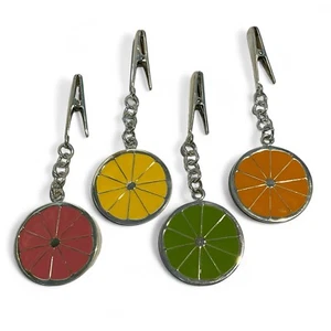 Fruit Slices Enameled Tablecloth Weights Clips Metal Picnic BBQ Party Lot of 4 - Picture 1 of 8