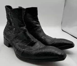 Jo Ghost Multi Skin Leather Ankle Boots Black Size 43 EU, 10 US - Picture 1 of 11