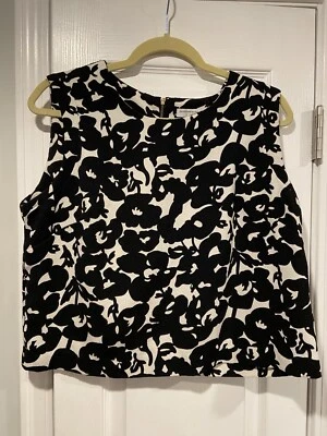 Top Katherine Barclay Talla L Negro Crema Floral Texturizado Cremallera Trasera Sin Mangas Foto 1 de 4