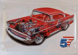 Vintage Original Karl Loveridge Chevy Poster Red Muscle Car  Mechanic Garage - Picture 1 of 8