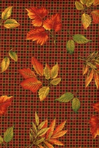 Estampado de hojas de otoño en tela de algodón a cuadros de Cranston 1 yarda - Imagen 1 de 2