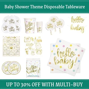 Baby Shower Party Table Decorations, Hello Baby, Baby Shower Gold Table cover - Picture 1 of 6