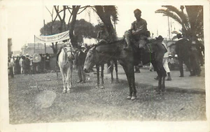 Postal RPPC de EE. UU. Flota Naval en Perú 1921 Soldado Caballo Banca Cambio - Imagen 1 de 2