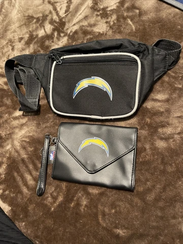 10” NFL Los Angeles Chargers Logo Polyester  Travel Pack  Body Bag 7” Purse Lot Cover
