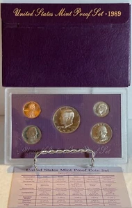 Juego anual de 5 monedas 1989 S a prueba caja original como nuevo y certificado de autenticidad - Imagen 1 de 1