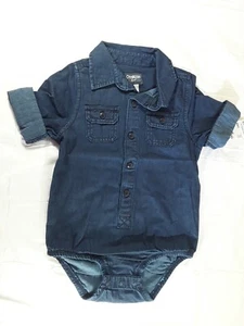 Oshkosh B'gosh Bodysuit 24 Mo Denim Front Pockets - Picture 1 of 4