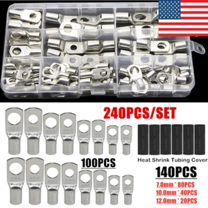 240PCS Copper Ring Crimp Battery Electrical Wire Connector Splice Cable Terminal - Picture 1 of 14
