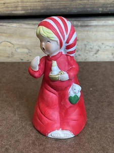 Vintage 1978 Jasco Merri Bells Christmas Sleepy Child Bell Bisque Porcelain - Picture 1 of 8