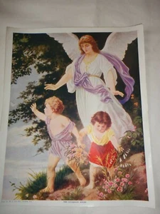 Vintage 1920's W.C. Co Tyrone Pa. Guardian Angel Print 11" x 9" - Picture 1 of 1