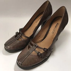 Donald Pliner Sport I Que klobige Leder-Heels Espresso Schnalle Maryjanes Größe 7,5B - Bild 1 von 9
