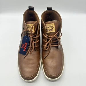 LEVIS Comfort Brown Leather Lace Up Hi Top Shoes Boots Men’s Size US 11 NWT - Picture 1 of 16