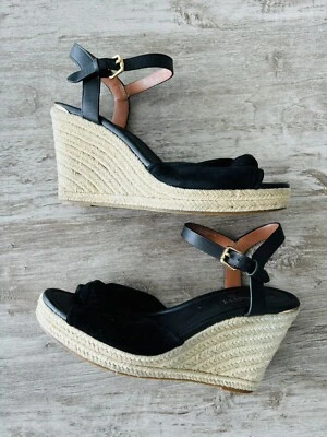 Coach Katey Cuñas Gamuza Negro Peep Toe Mujer Talla 10 Foto 1 de 4