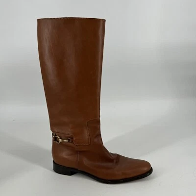 Burberry Botas Mujer’s 38 Marrón Cuero Horsebit Diseñador Tranquilo Lujo Montar Foto 1 de 4