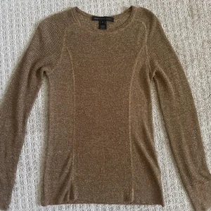 Marc by Marc Jacobs Womens Medium M Metallic Tarnished Brass Knit Sweater Crew - Picture 1 of 7