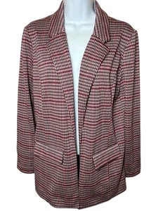 LIVERPOOL Los Angeles Boyfriend Blazer Size SMALL Mulberry Houndstooth Stretch - Picture 1 of 12