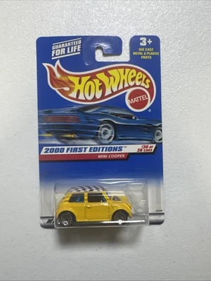 Hot Wheels 2000 First Edition Mini Cooper #90 Yellow Checkered Roof - Image 1 of 4