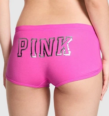 Victoria's Secret Pink Logo Sizzling Strawberry Foil Butt Boy Short XSMALL - Image 1 of 3