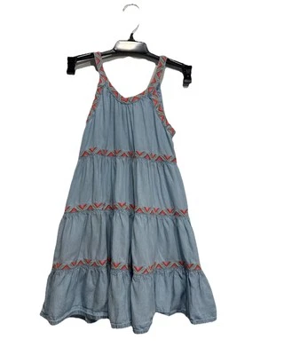 Vestido PEEK Niñas Cambray Talla XS (4-5) Bordado en Niveles Solero Niños Azul Foto 1 de 4