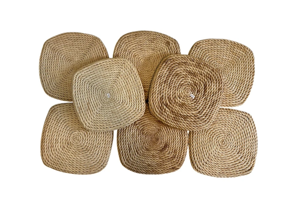 Juego de 8 fundas de asiento almohadillas de silla de mimbre de ratán y paja tejida para cajón y barril Foto 1 de 4