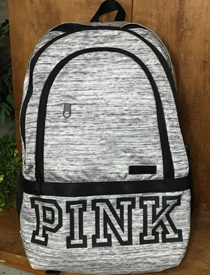 Victoria's Secret Pink Backpack Gray Heather Large School Campus Bookbag Logo - Image 1 of 4